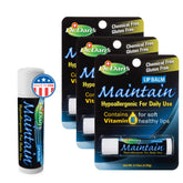 Dr. Dan's Maintain Lip Balm pack 3 front demonstrates simple, gentle lip care for dry lips.