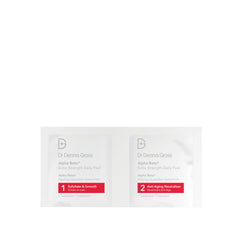 Dr Dennis Gross Alpha Beta Extra Strength Daily Peel closeup on towelettes highlighting potent alpha beta acids.