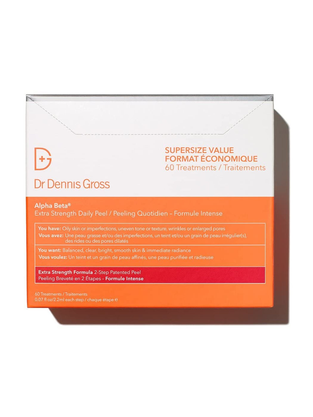 Dr Dennis Gross Alpha Beta Extra Strength Daily Peel towelettes packfront for at-home exfoliation routine