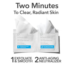 Dr Dennis Gross Alpha Beta Ultra Gentle Daily Peel Step 1 exfoliation for smoother texture.