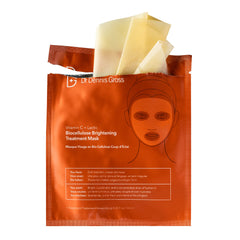 Dr Dennis Gross biocellulose mask sheet applied on face showing calming redness and even tone