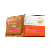 Dr Dennis Gross Glow Pad Body towel application close-up showing mess-free self-tan use.