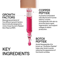 Dr. Diamond's Metacine InstaFacial Serum dropper application on skin shows precise dosing.