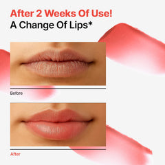 Dr.Different retinal lip balm tinted closeup highlights silky texture and non-sticky comfort.