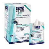 Dr. Fischer Tea Tree Eyelid Wipes packaging closeup highlights hypoallergenic design.