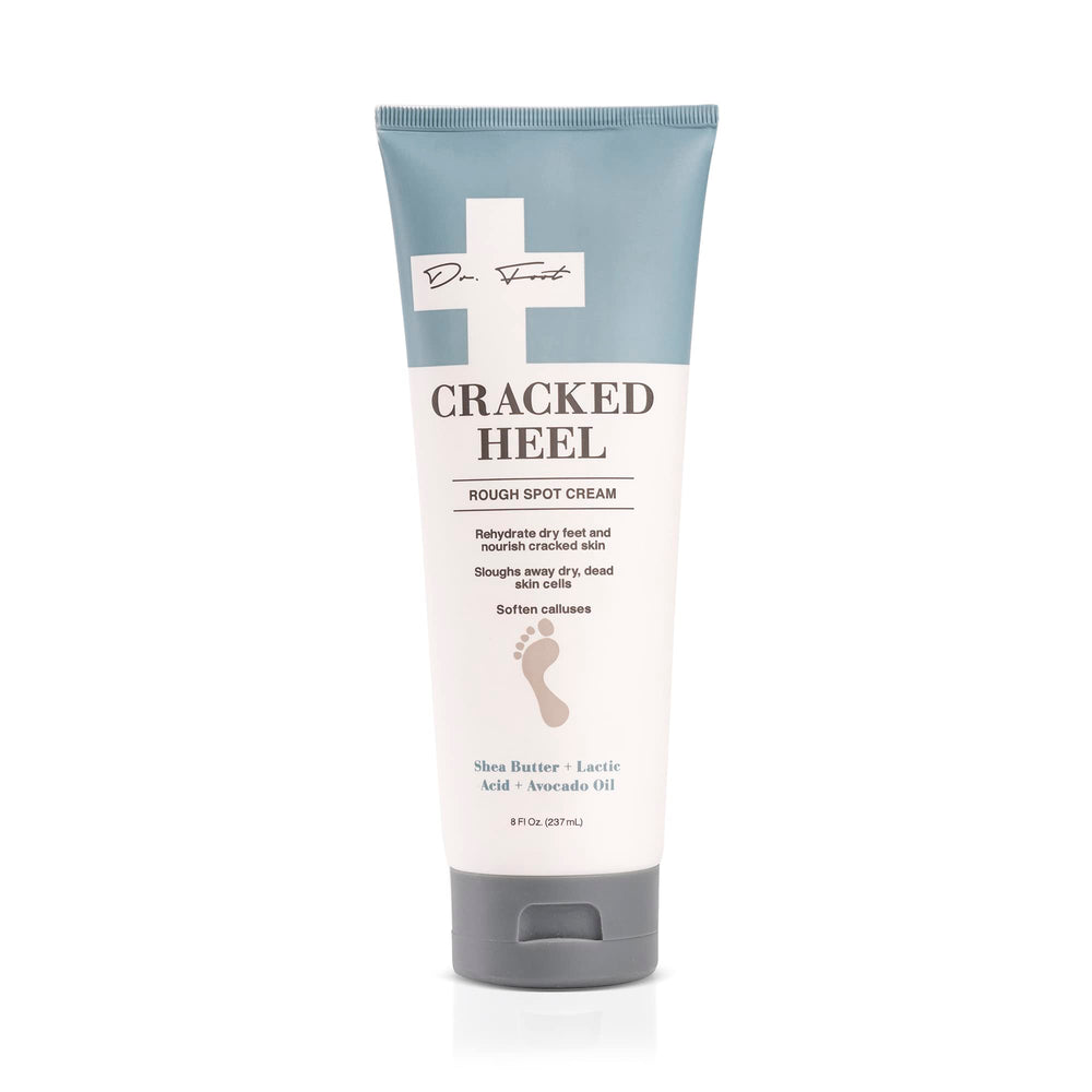 Dr. Foot cracked heel cream bottle on display for daily hydration.