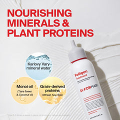 DR.FORHAIR Folligen cream texture application shows soothing routine for soft hair.