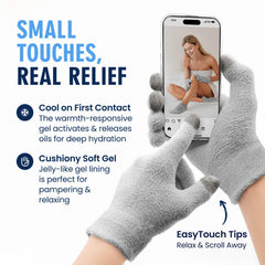 Dr. Frederick's Original gloves with EasyTouch tips shown up close, enabling touchscreen use during self-care.