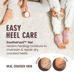 Dr. Frederick's Original Moisturizing Fuzzy Heel Socks worn on the foot for soothing hydration.