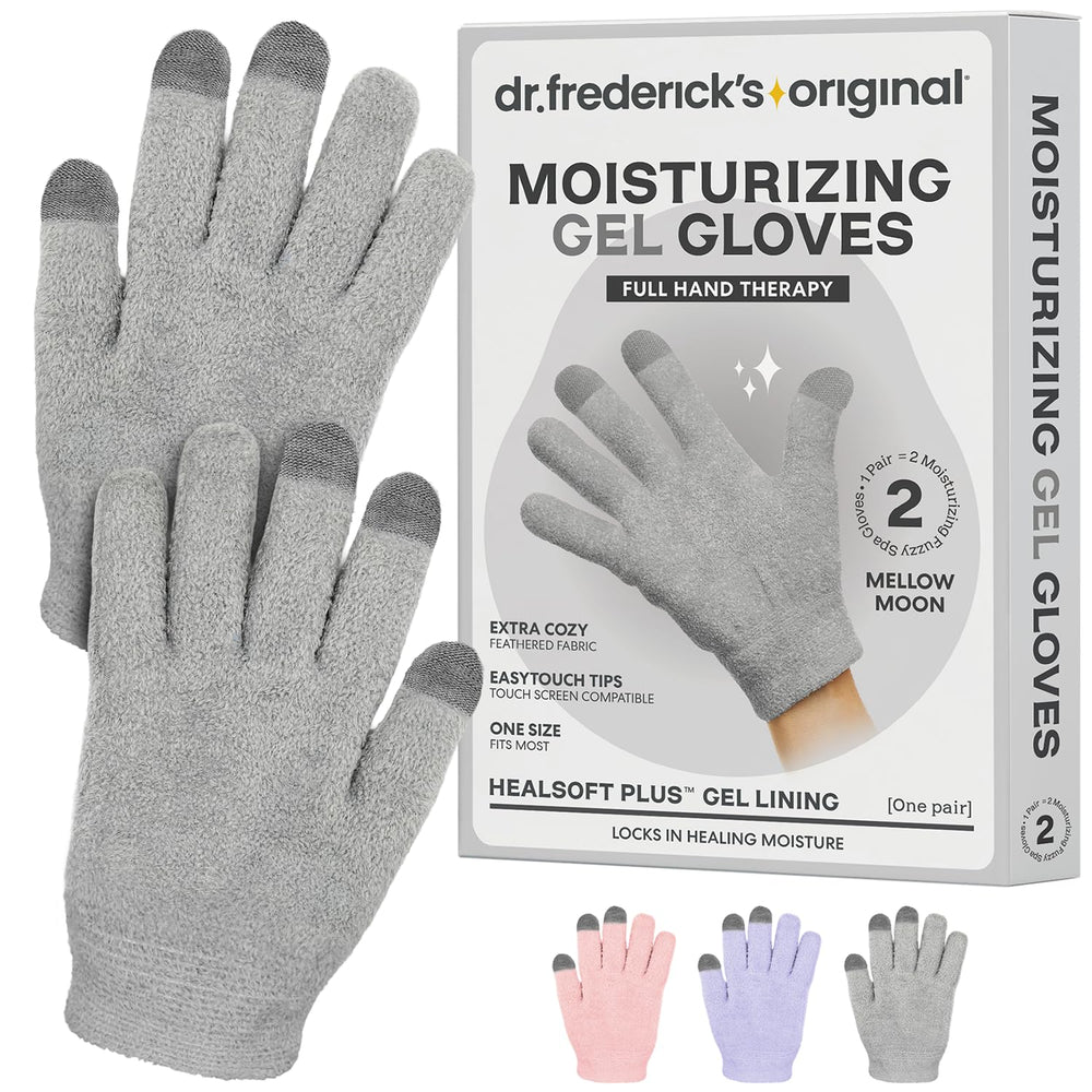 Dr. Frederick's Original moisturizing gel gloves paired on hand for effortless relief during daily multitasking.