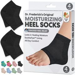 Dr. Frederick's Original heel socks packaging highlighting trusted care for dry heels
