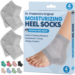 Dr Frederick's Original heel socks packaging shows gift-ready hydration solution.