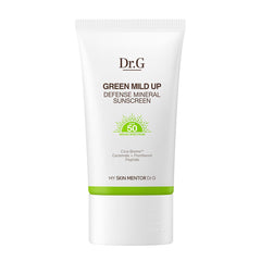 Dr.G Green Mild Up Defense sunscreen bottle front showing lightweight mineral protection