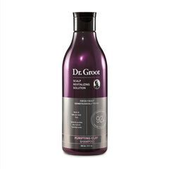 Dr. Groot Purifying Clay Shampoo bottle showing oil-control cleanse for roots.