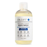 DR. LIFT antibacterial body wash bottle pour for quick, effective cleansing.