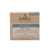 Dr. Miracle's Strengthen Hot Gro bottle showcases nourishing formula for scalp care and hair resilience.
