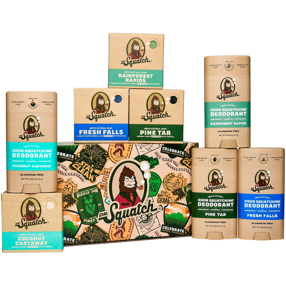 Dr. Squatch 2025 Holiday Bundle box front showcases gift-ready freshness