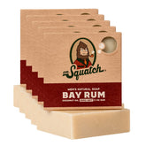 Dr. Squatch Bay Rum bar soap pack front view for daily cleansing.