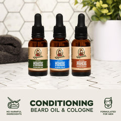 Dr. Squatch Beard Oil palm-drops application demonstrates easy, controlled moisturizing.