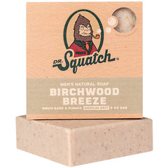 Dr. Squatch Birchwood Breeze soap bars close-up showing pumice exfoliation and woody scent