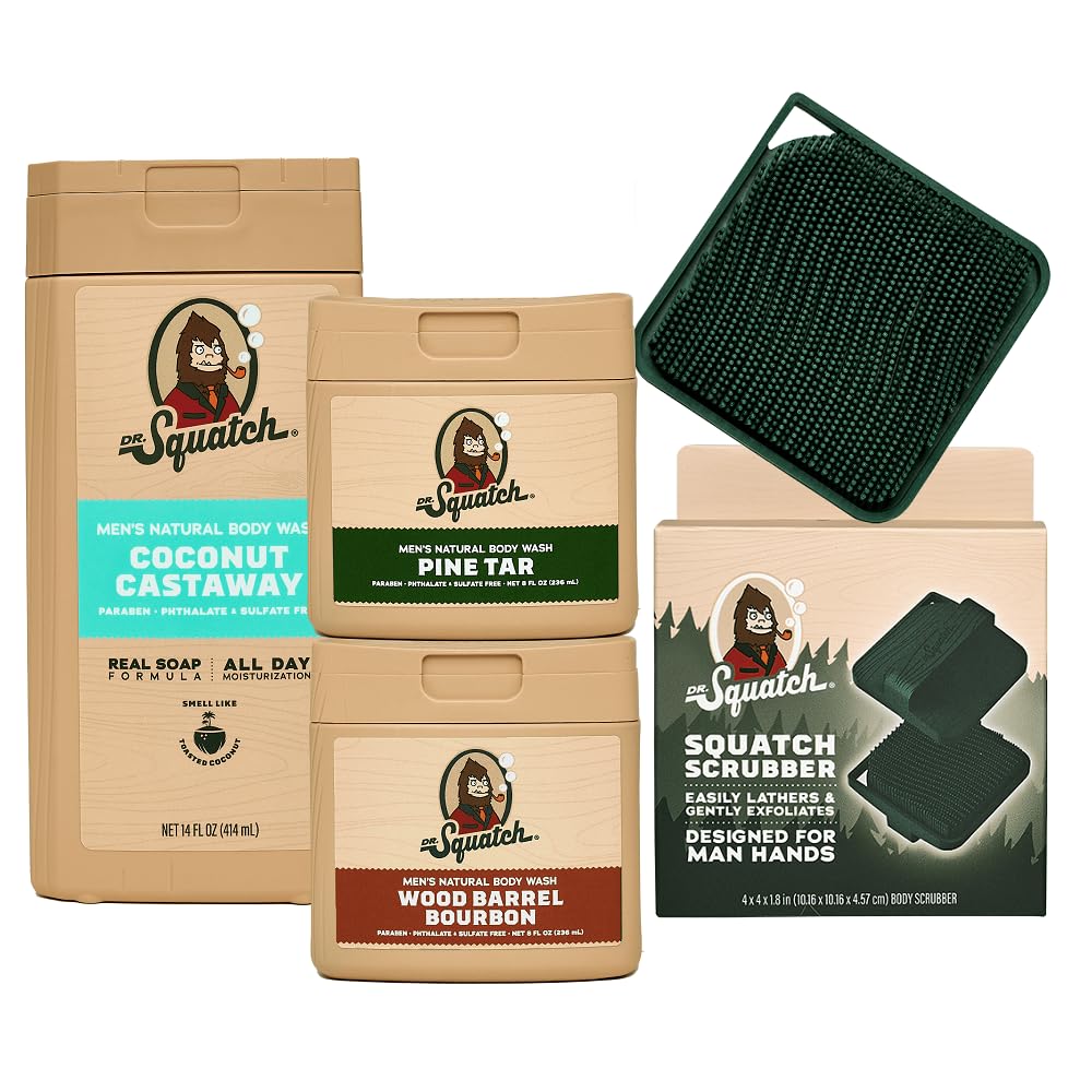 Dr. Squatch Coconut Castaway 14 oz bottle delivering rich lather for hydrated skin.