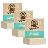 Dr. Squatch Coconut Castaway 3-pack front view for daily shower ritual.