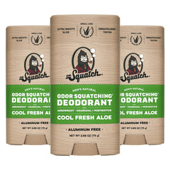 Dr. Squatch Cool Fresh Aloe deodorant stick provides all-day confidence.