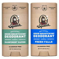 Dr. Squatch Rainforest Rapids deodorant application showing all-day natural freshness