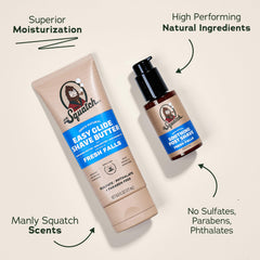 Dr. Squatch Fresh Falls Post-Shave Moisturizer delivers comforting hydration after grooming.