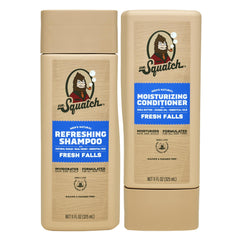 Dr. Squatch Fresh Falls shampoo bottle for a refreshing scalp cleanse.