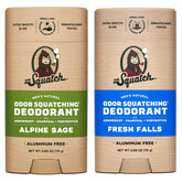 Dr. Squatch Alpine Sage deodorant tube close-up showing packaging and long-lasting freshness