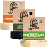 Dr. Squatch Pine Tar bar soap for rugged cleansing and outdoorsy freshness.