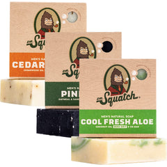 Dr. Squatch Pine Tar bar soap for rugged cleansing and outdoorsy freshness.