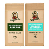 Dr. Squatch Pine Tar Coconut Castaway bottle—long-lasting masculine scent and natural cleansing.