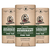 Dr Squatch Pine Tar deodorant 3-pack provides aluminum-free protection for daily use