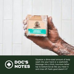 Dr. Squatch scent-lock technology graphic highlights extended fragrance while you wash