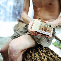 Dr. Squatch Cedar Citrus soap lathers into rich foam for refreshing wash.