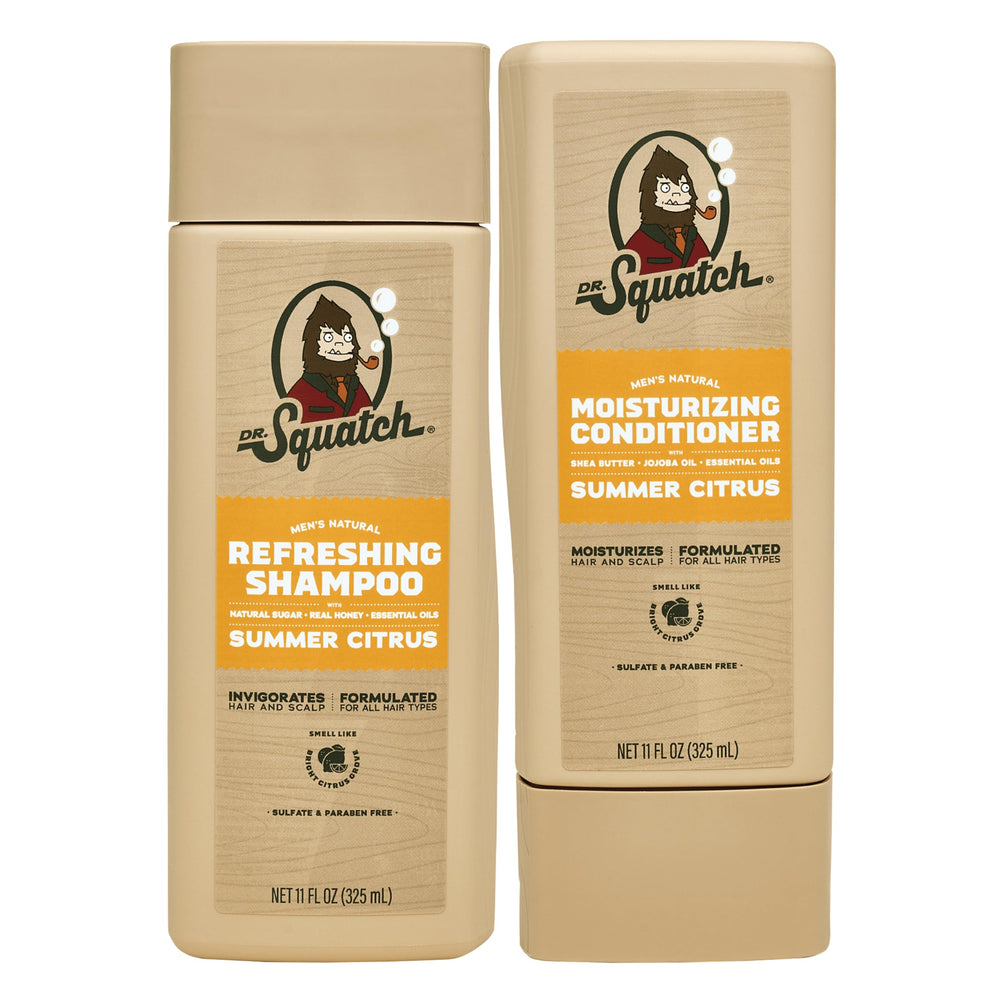 Dr. Squatch Summer Citrus Shampoo bottle for a refreshing daily cleanse