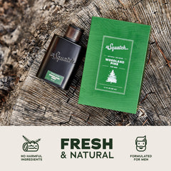 Dr. Squatch Woodland Pine pulse-points application to lock in fragrance