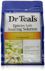 Dr Teal's Comfort & Calm chamomile essential oils closeup highlighting relaxation and stress relief.