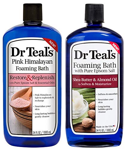 Dr Teal's Foaming Bath Gift Set: Pink Himalayan Salt for mineral replenishment and relaxing bath ritual.