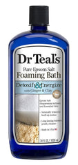 Dr Teal's Ginger & Clay ingredients label highlights magnesium sulfate and essential oils.