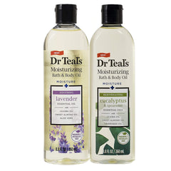 Dr Teal's Lavender Bath & Body Oil bottle with calming lavender for restful nights.