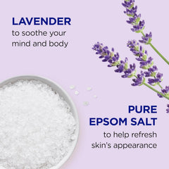 Dr Teal's Lavender soak and bath set on display, inviting a soothing bath routine