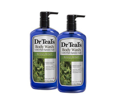 Dr Teal's Relax & Relief bottle front with eucalyptus and spearmint for spa-like refreshing cleanse.