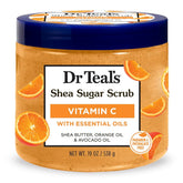 Dr Teal's Shea Sugar Body Scrub Citrus bottle pours with refreshing scent and exfoliation.
