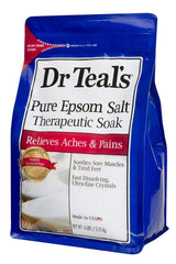 Dr Teal's Epsom salt bath in tub demonstrates soothing warmth for muscle comfort.