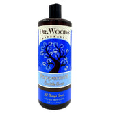 Dr. Woods Peppermint liquid castile soap bottle with rich lather for balanced cleansing.
