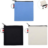 DraCra small canvas pouch, black with ring, ideal for cosmetics on the go.