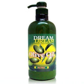 Dream Dream Olive Oil Lotion bottle demonstrates salon-grade, non-greasy hydration for dry skin